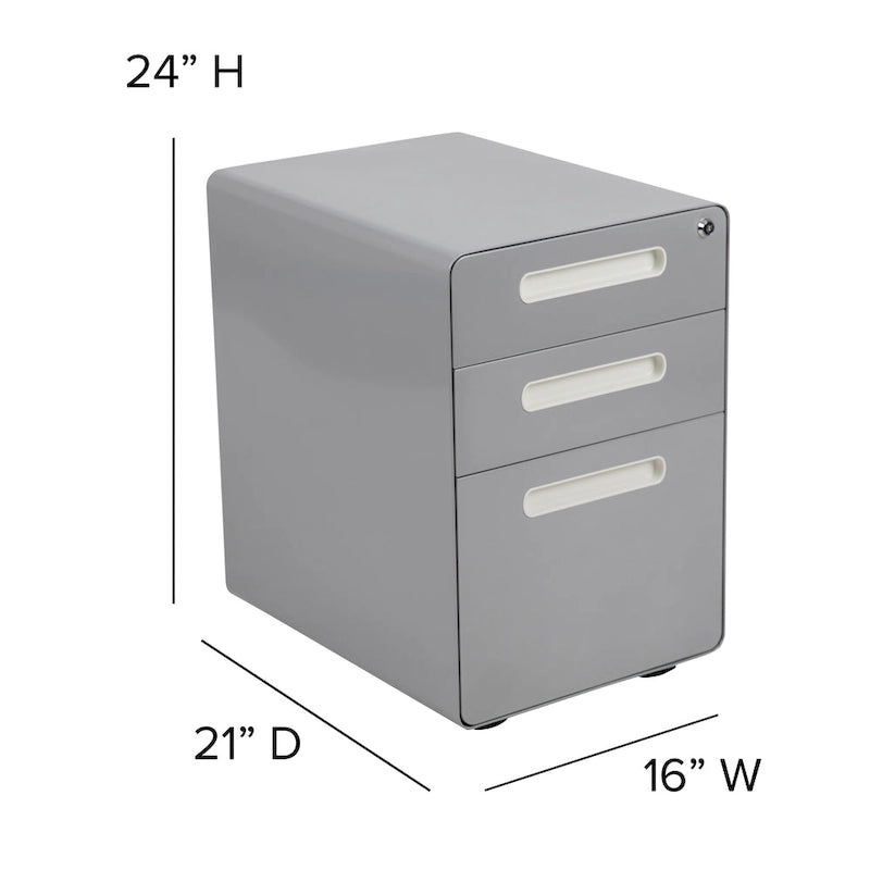 Cassettiera portadocumenti mobile a 3 cassetti con serratura – Bianco/Rosso, Bianco/Antracite, Grigio, Bianco, Nero