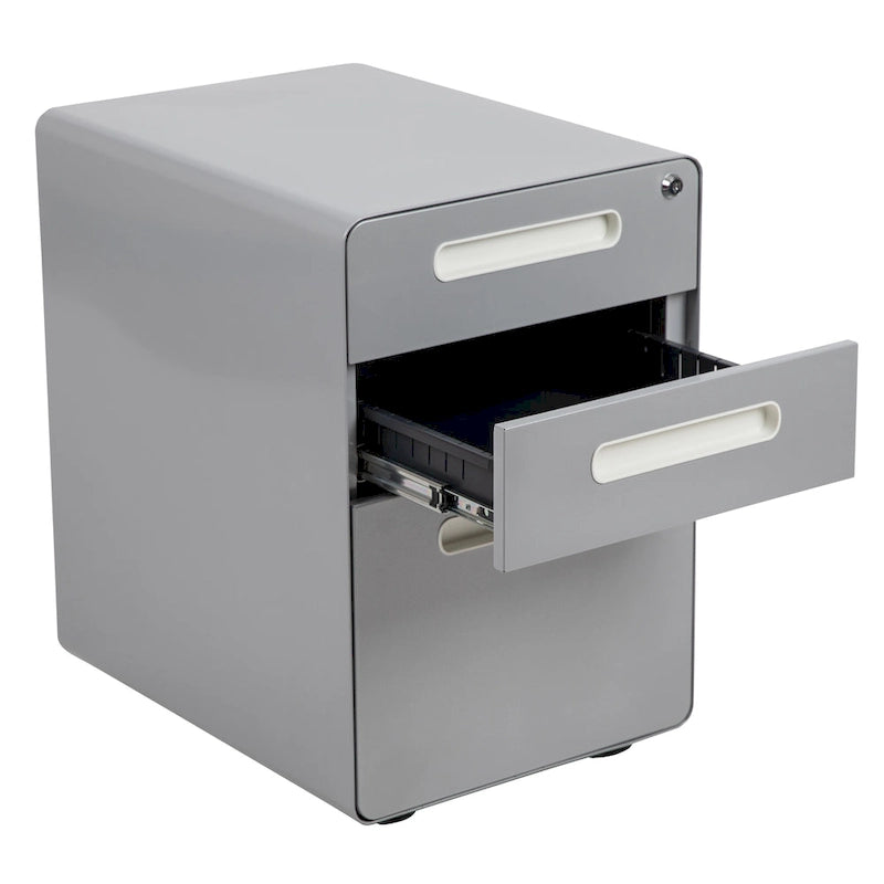 Cassettiera portadocumenti mobile a 3 cassetti con serratura – Bianco/Rosso, Bianco/Antracite, Grigio, Bianco, Nero