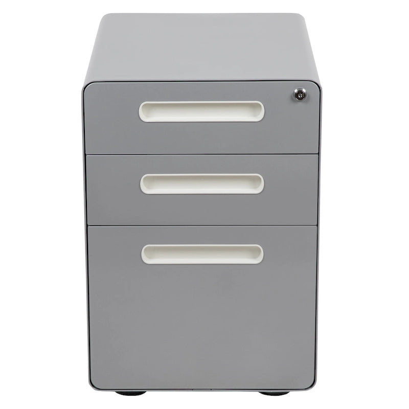Cassettiera portadocumenti mobile a 3 cassetti con serratura – Bianco/Rosso, Bianco/Antracite, Grigio, Bianco, Nero
