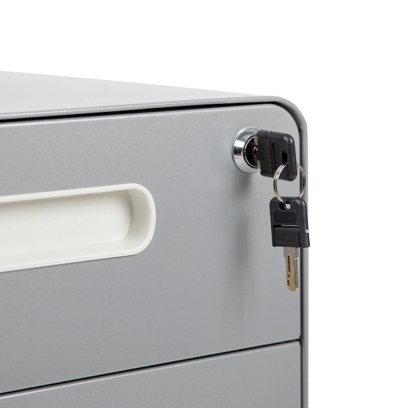 Cassettiera portadocumenti mobile a 3 cassetti con serratura – Bianco/Rosso, Bianco/Antracite, Grigio, Bianco, Nero
