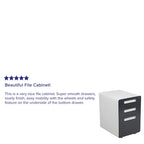 Cassettiera portadocumenti mobile a 3 cassetti con serratura – Bianco/Rosso, Bianco/Antracite, Grigio, Bianco, Nero