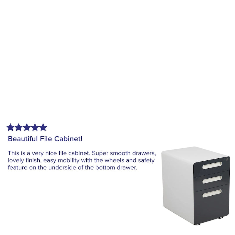 Cassettiera portadocumenti mobile a 3 cassetti con serratura – Bianco/Rosso, Bianco/Antracite, Grigio, Bianco, Nero