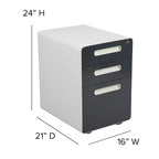 Cassettiera portadocumenti mobile a 3 cassetti con serratura – Bianco/Rosso, Bianco/Antracite, Grigio, Bianco, Nero