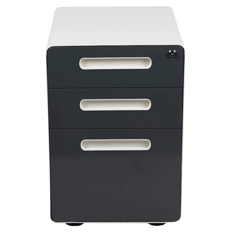 Cassettiera portadocumenti mobile a 3 cassetti con serratura – Bianco/Rosso, Bianco/Antracite, Grigio, Bianco, Nero