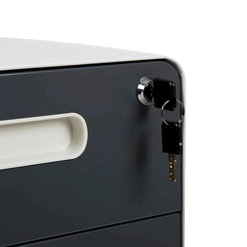 Cassettiera portadocumenti mobile a 3 cassetti con serratura – Bianco/Rosso, Bianco/Antracite, Grigio, Bianco, Nero