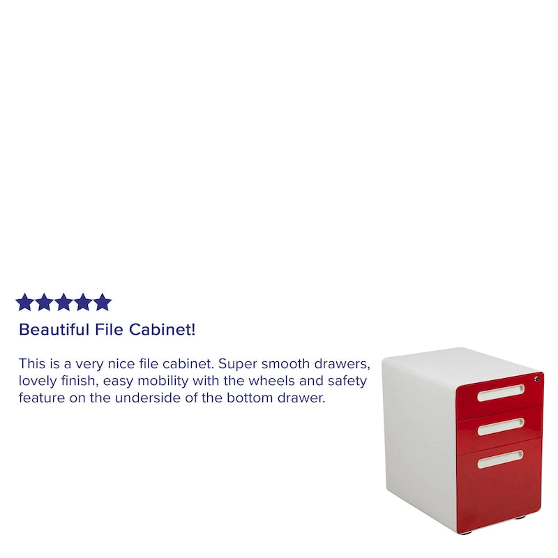 Cassettiera portadocumenti mobile a 3 cassetti con serratura – Bianco/Rosso, Bianco/Antracite, Grigio, Bianco, Nero