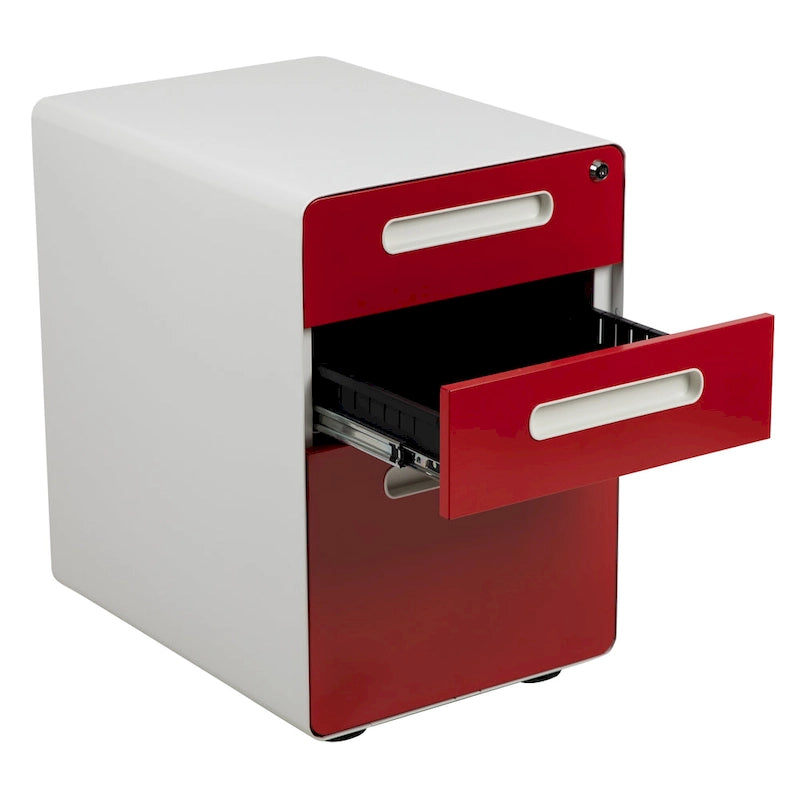 Cassettiera portadocumenti mobile a 3 cassetti con serratura – Bianco/Rosso, Bianco/Antracite, Grigio, Bianco, Nero