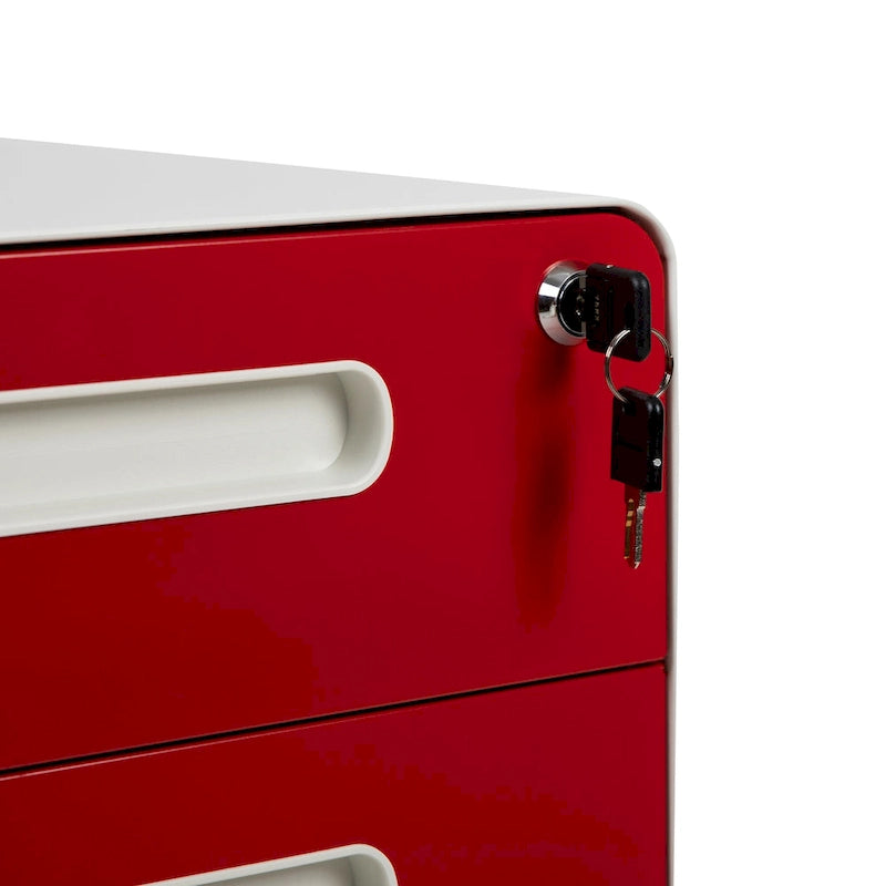 Cassettiera portadocumenti mobile a 3 cassetti con serratura – Bianco/Rosso, Bianco/Antracite, Grigio, Bianco, Nero