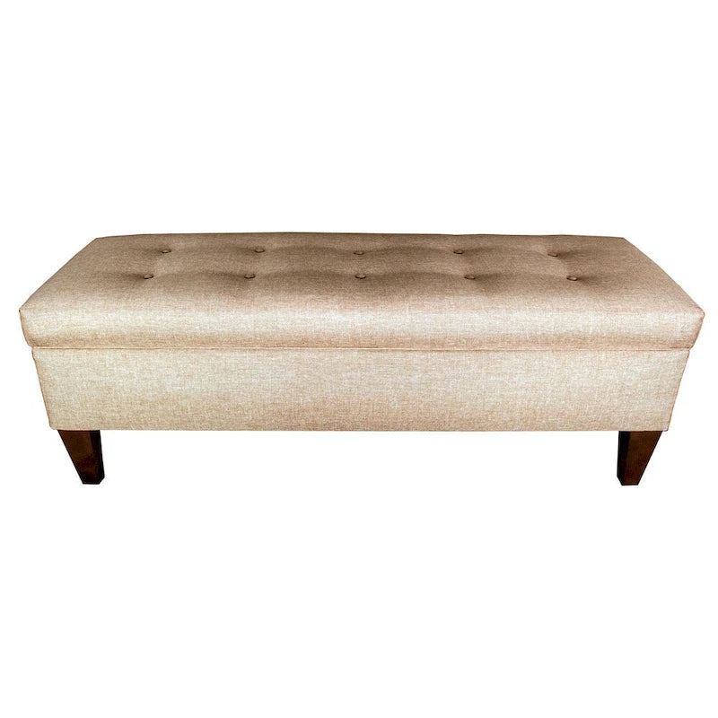 Panca-contenitore/Poggiapiedi con trapuntatura, in Beige/Grigio, Posto singolo