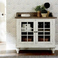 Credenza bianca anticata con ante in vetro, singola