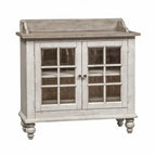 Credenza bianca anticata con ante in vetro, singola