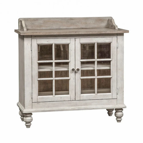 Antique White Glass-Door Server, Single