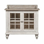 Credenza bianca anticata con ante in vetro, singola