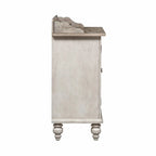 Credenza bianca anticata con ante in vetro, singola
