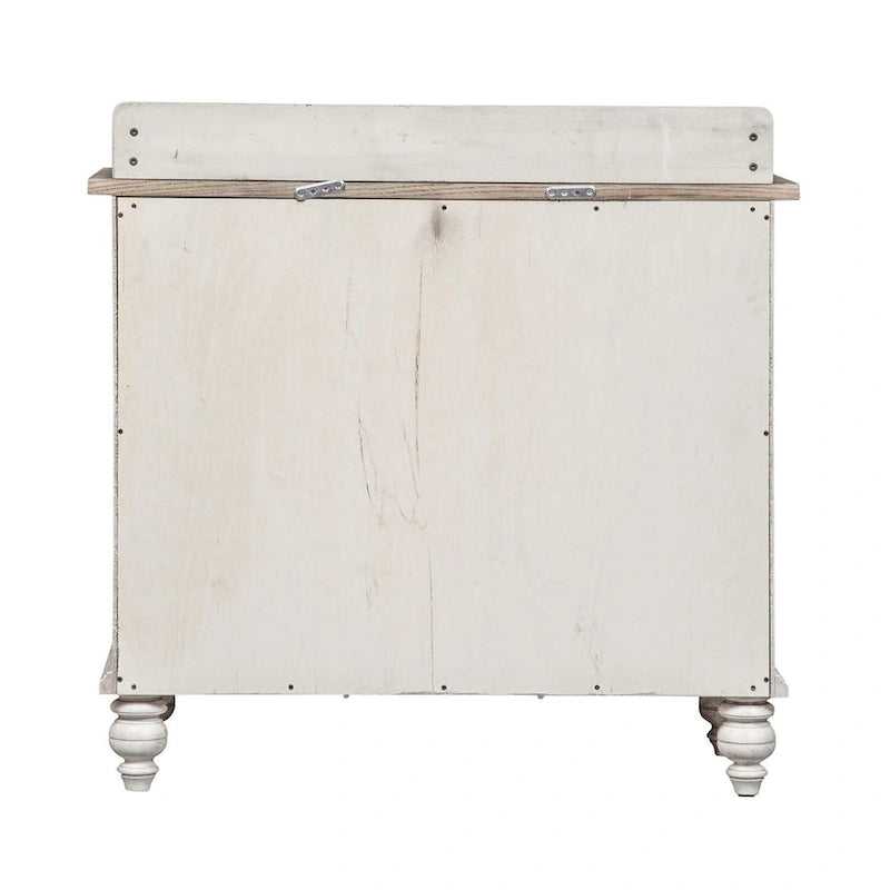 Credenza bianca anticata con ante in vetro, singola