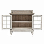 Credenza bianca anticata con ante in vetro, singola