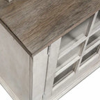 Credenza bianca anticata con ante in vetro, singola