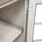 Credenza bianca anticata con ante in vetro, singola