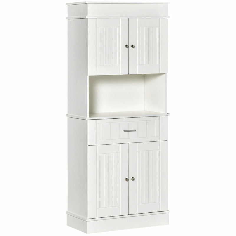 Dispensa da cucina indipendente bianca/grigia/marrone con credenza, cassetto multiuso e armadietto a 2 ante