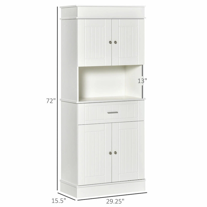 Dispensa da cucina indipendente bianca/grigia/marrone con credenza, cassetto multiuso e armadietto a 2 ante