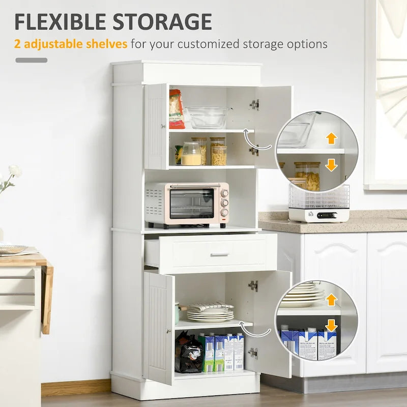 Dispensa da cucina indipendente bianca/grigia/marrone con credenza, cassetto multiuso e armadietto a 2 ante