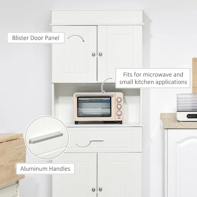 Dispensa da cucina indipendente bianca/grigia/marrone con credenza, cassetto multiuso e armadietto a 2 ante