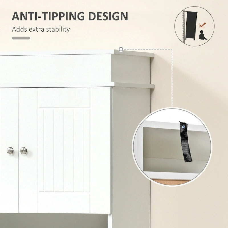 Dispensa da cucina indipendente bianca/grigia/marrone con credenza, cassetto multiuso e armadietto a 2 ante
