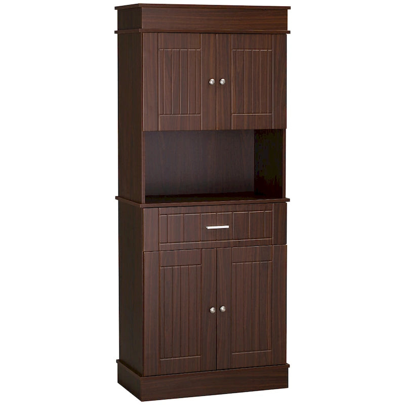 Dispensa da cucina indipendente bianca/grigia/marrone con credenza, cassetto multiuso e armadietto a 2 ante
