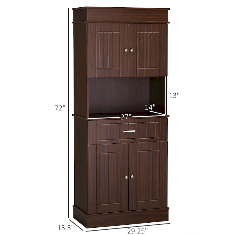 Dispensa da cucina indipendente bianca/grigia/marrone con credenza, cassetto multiuso e armadietto a 2 ante