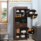 Dispensa da cucina indipendente bianca/grigia/marrone con credenza, cassetto multiuso e armadietto a 2 ante