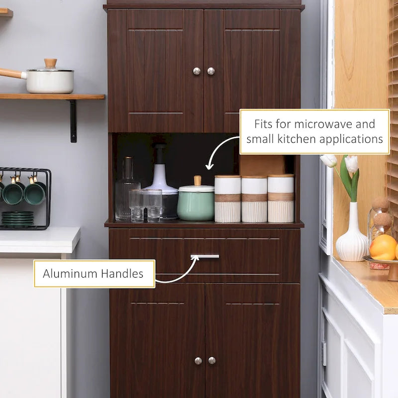 Dispensa da cucina indipendente bianca/grigia/marrone con credenza, cassetto multiuso e armadietto a 2 ante