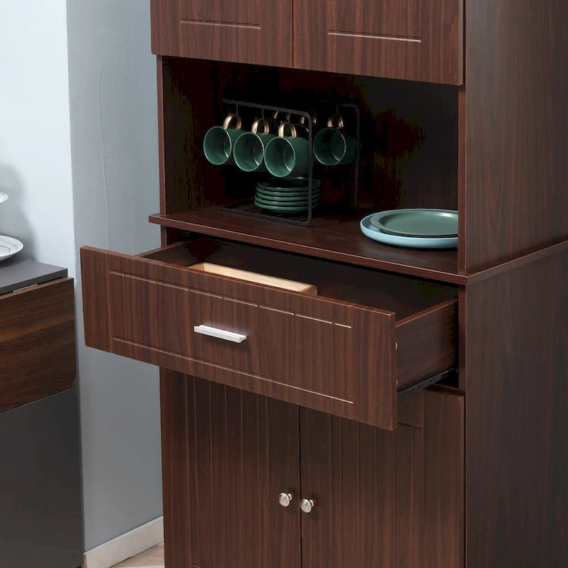 Dispensa da cucina indipendente bianca/grigia/marrone con credenza, cassetto multiuso e armadietto a 2 ante