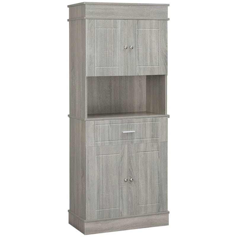 Dispensa da cucina indipendente bianca/grigia/marrone con credenza, cassetto multiuso e armadietto a 2 ante