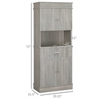 Dispensa da cucina indipendente bianca/grigia/marrone con credenza, cassetto multiuso e armadietto a 2 ante
