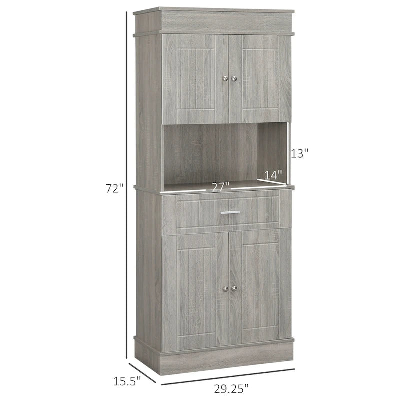 Dispensa da cucina indipendente bianca/grigia/marrone con credenza, cassetto multiuso e armadietto a 2 ante