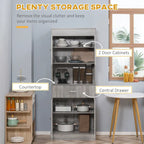 Dispensa da cucina indipendente bianca/grigia/marrone con credenza, cassetto multiuso e armadietto a 2 ante