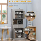 Dispensa da cucina indipendente bianca/grigia/marrone con credenza, cassetto multiuso e armadietto a 2 ante