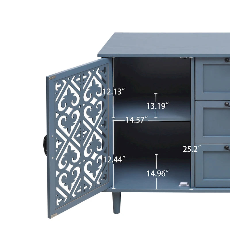 Armadio/mobile contenitore a 2 ante e 3 cassetti verde/blu
