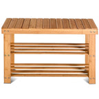 2-Tier Bamboo Shoe Bench Entryway Storage Racks - 27.5L x 11.0W x 18.0H