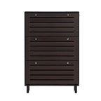 Scarpiera sottile con 3 cassetti a ribalta e ganci laterali, Nero+Marrone scuro / Bianco+Marrone scuro