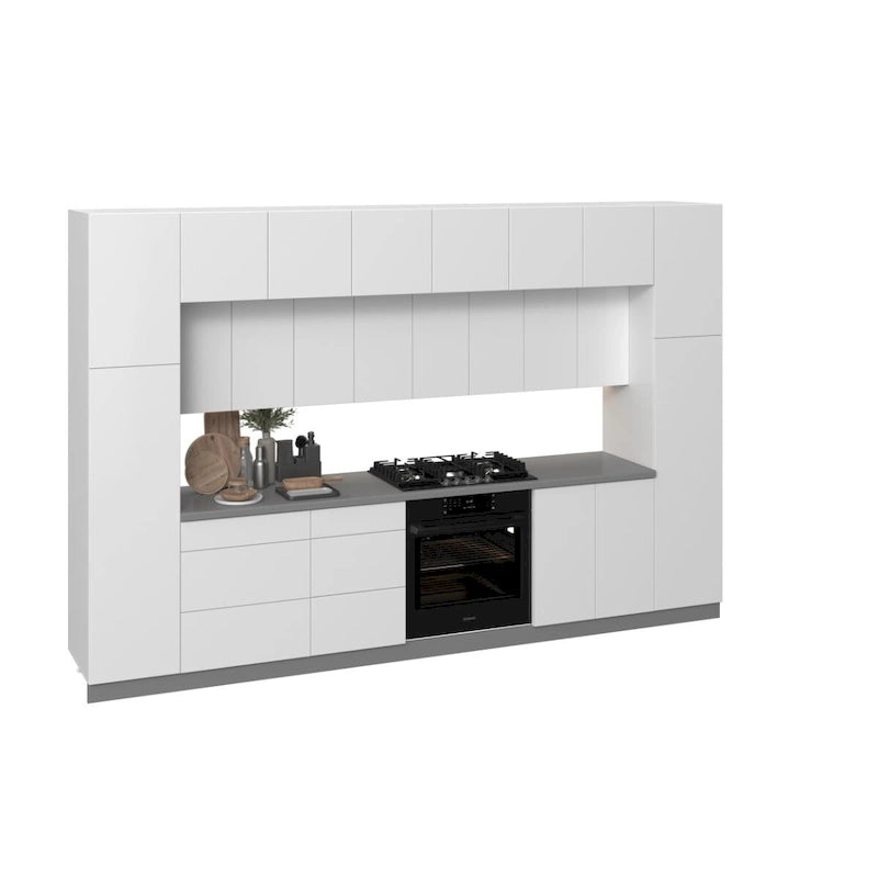 Pensile Base Cucina Bianco Lucido, Larghezza 3,60 m, 1 Set Cucina