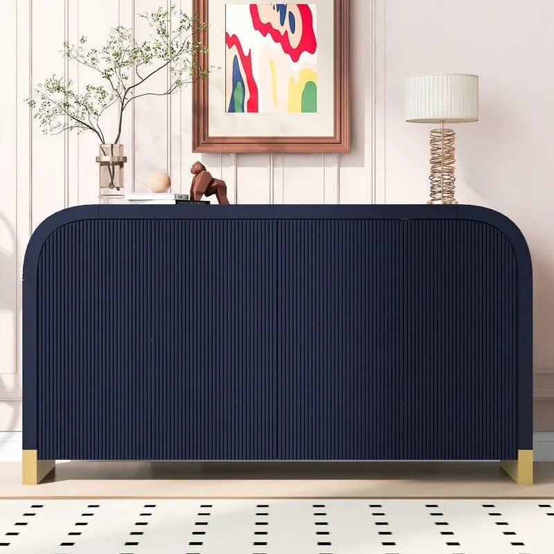 Armadietto contenitore a 4 ante nero/bianco/blu navy con ripiani regolabili – Adatto a 1 stanza