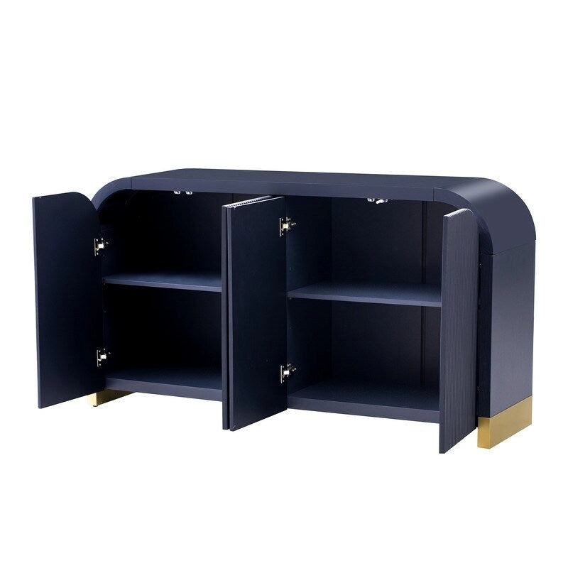 Armadietto contenitore a 4 ante nero/bianco/blu navy con ripiani regolabili – Adatto a 1 stanza