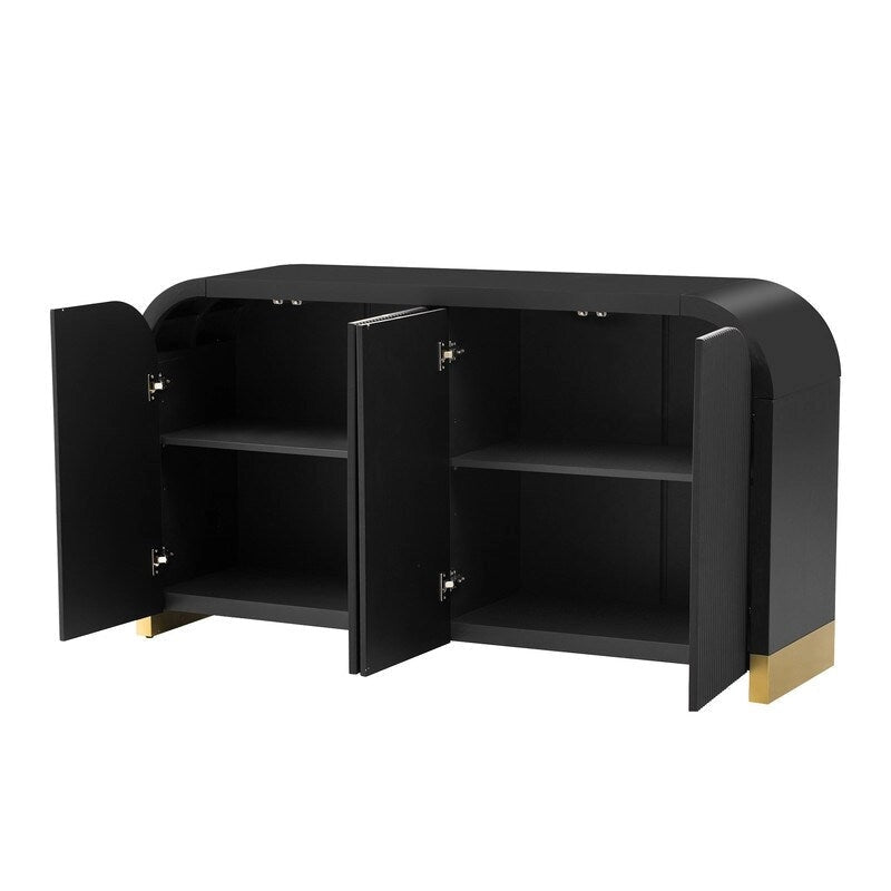 Armadietto contenitore a 4 ante nero/bianco/blu navy con ripiani regolabili – Adatto a 1 stanza