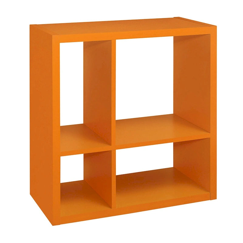 Libreria aperta a 4 cubi arancione – Scaffale contenitore per bambini, Montaggio per 1 persona