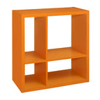 Libreria aperta a 4 cubi arancione – Scaffale contenitore per bambini, Montaggio per 1 persona