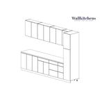 Set di mobili da cucina base, bianco opaco, larghezza 335 cm (132×24)
