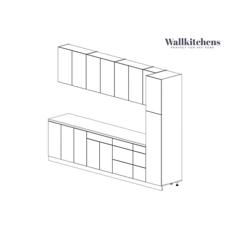 Set di mobili da cucina base, bianco opaco, larghezza 335 cm (132×24)