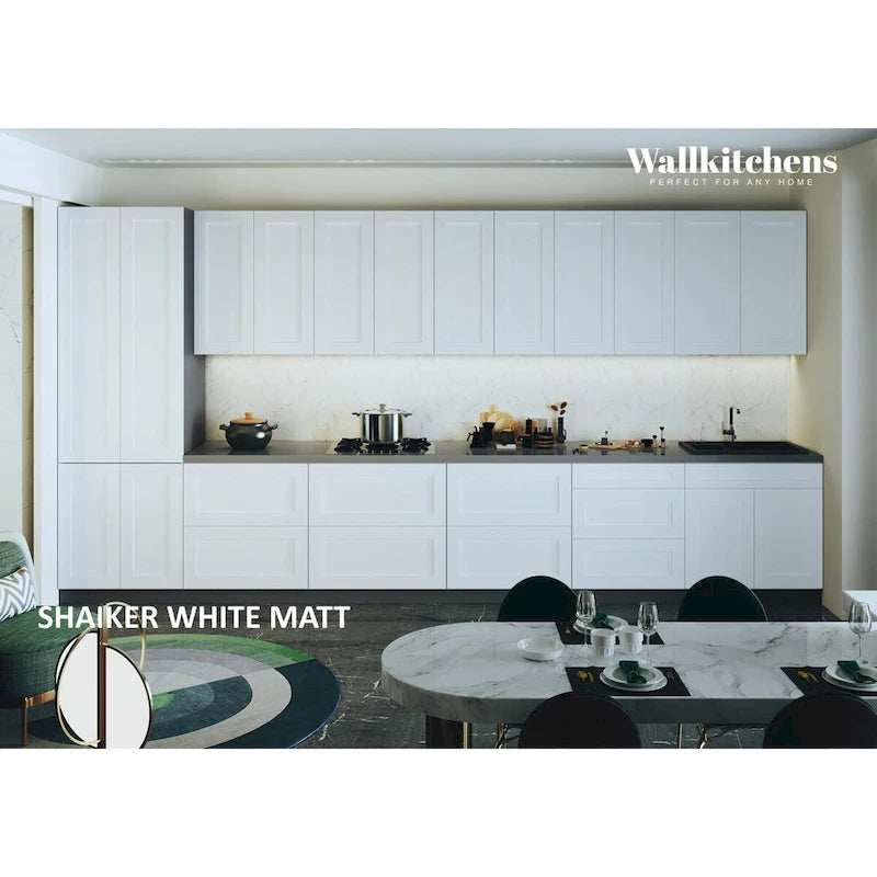 Set di mobili base da cucina bianco opaco, larghezza 4,5 metri (182x24), formato famiglia