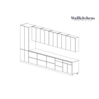 Set di mobili base da cucina bianco opaco, larghezza 4,5 metri (182x24), formato famiglia